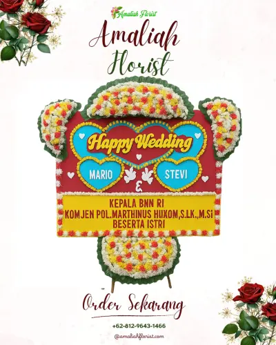 Karangan Papan Bunga Pernikahan di Tamamaung